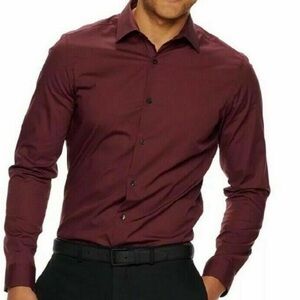 Apt. 9 Burgundy Premier Flex Slim Fit Dress Shirt